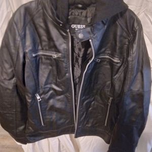GUESS leather jacket (with hood) (small)
